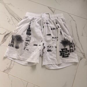 Eric Emanuel White and Black Graphic Athletic Shorts